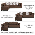 Adorn India Mclain L Shape 6 Seater Sofa (Left Side Handle)(Brown)