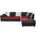 Orlando Fabric L Shape Sofa (Black) ack and Maroon