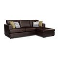 Adorn India Tiverton 6 Seater Corner Sofa Leatherette Right Hand Side (Brown)