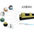 Adorn India Adillac 5 Seater Corner Sofa(Green & Black)