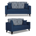 Adorn India Parker Leaf 3+2 5 Seater Sofa Set (Blue) Martin Plus (3 Year Warranty)