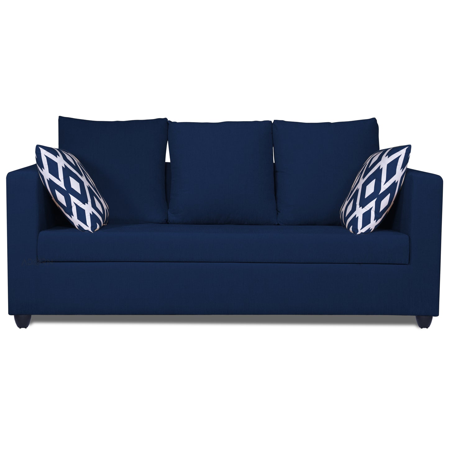Adorn India Zink Straight Line 3 Seater Sofa (Blue)