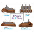 Adorn india Easy Three Seater Sofa Cum Bed(Brown & Beige) 6'x6'