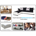 Adorn India Aliana L Shape Leatherette Fabric 6 Seater Sofa Set LHS (Black & White) (3 Year Warranty)