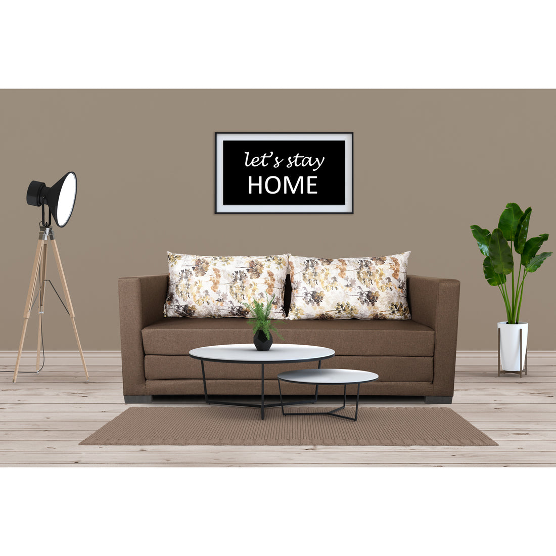 3 Seater Sofa Cum Bed Straight line (Brown)