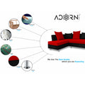 Adorn India Adillac 5 Seater Corner Sofa(Left Side Handle)(Red) d & Black)