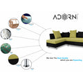 Adorn India Adillac 5 Seater Corner Sofa(Left Side Handle)(Green & Black)