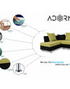 Adorn India Adillac 5 Seater Corner Sofa(Left Side Handle)(Green & Black)