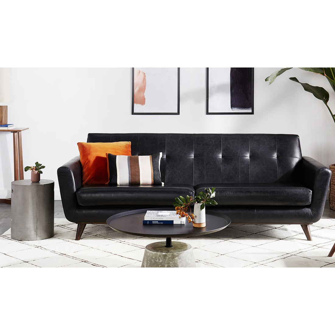Adorn India Exclusive Alexus Leaterette Three Seater Sofa (Black)