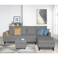Adorn India Hallton L Shape Decent Sofa Set 7 Seater with Ottoman (Right Side) (Grey) (3 Year Warranty)