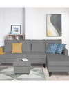 Adorn India Hallton L Shape Decent Sofa Set 6 Seater with Ottoman (Right Side) (Grey)