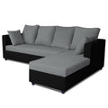 Zink Straight line L Shape 6 Seater Sofa Plain Cushion (Grey & Black)