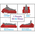 2 Seater Sofa Cum Bed Easy Alyn 3x6 (Red)