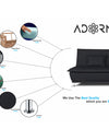 Adorn India Arden 3 Seater Sofa Cum Bed Fabric (Black)