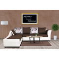 Aliana L Shape Leatherette Fabric 6 Seater Sofa Set LHS (Brown & White)