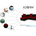 Adorn India Adillac 5 Seater Corner Sofa(Left Side Handle)(Maroon & Black), Wood, Foam