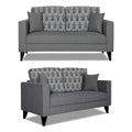 Adorn India Parker Leaf 3+2 5 Seater Sofa Set (Grey) Martin Plus (3 Year Warranty)