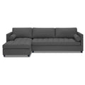 Adorn India Alexander L Shape 7 Seater Sofa Set with Ottoman Puffy LHS (Dark Grey) (3 Year Warranty)