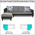 Adorn India Ashley L Shape 6 Seater Sofa Set Leatherette Fabric Digitel Print (Left Hand Side) (Grey & Black) (3 Year Warranty)
