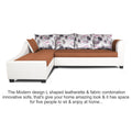 Adorn India Aliana L Shape Leatherette Fabric 6 Seater Sofa Set LHS (Rust & White) (3 Year Warranty)