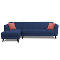 Adorn India Leaf 6 Seater Corner Sofa Left Hand Side (Blue)