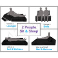 Adorn India Easy 2 Seater Sofa Cum Bed (2 Years Warrenty Quality Foam)-Perfect for Seat & Sleep Washeble Polyster Fabric Cover (Black & Grey) 4'x6'.Pillows Free (1 Year Warranty)