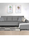 Adorn India Maddox L Shape 6 Seater Sofa Set Tufted (Right Hand Side) (Grey)