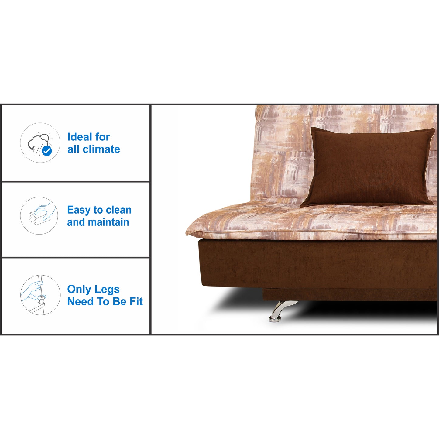 Adorn India Alenza 3 Seater Sofa Cum Bed Digitel Print (Brown & Beige)