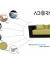 Adorn India Almond 3 Seater Sofa cumbed(Green & Black)