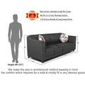 Adorn India Brisco 3 Seater Sofa (Dark Grey), Wood, Foam