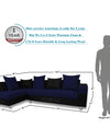 Adorn India Adillac 5 Seater Corner Sofa(Left Side Handle)(Dark Blue & Black)