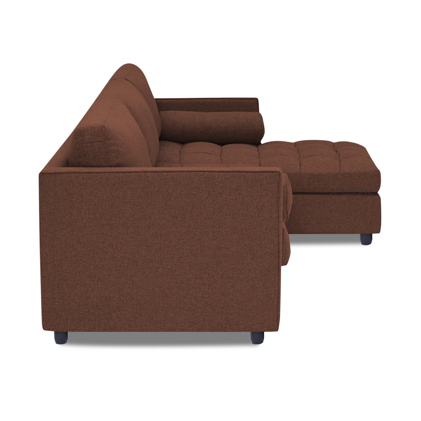 Adorn India Alexander L Shape 6 Seater Sofa (Right Side Handle)(Brown)