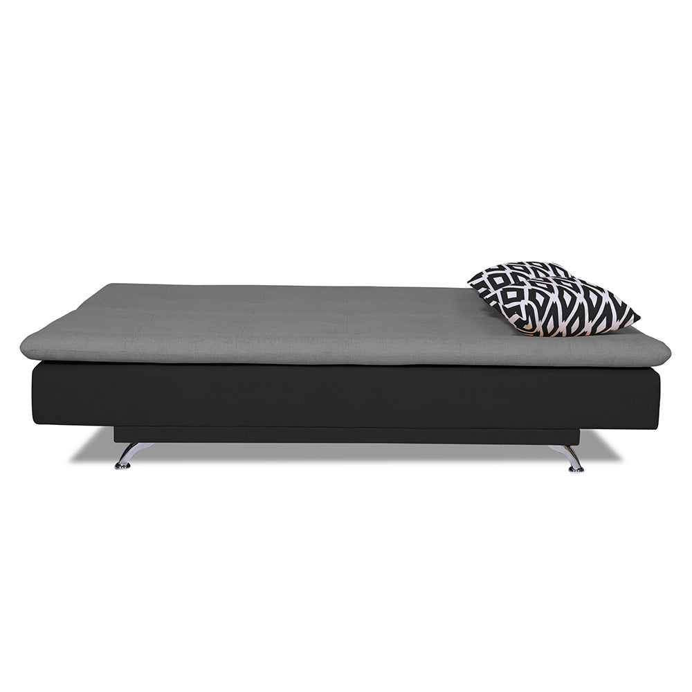 Adorn India Aspen Two Tone Rhombus Sofa Cum Bed (Grey & Black)