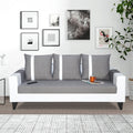 Adorn India Ashley Stripes Leatherette Fabric 3 Seater Sofa (Grey & White) (3 Year Warranty)