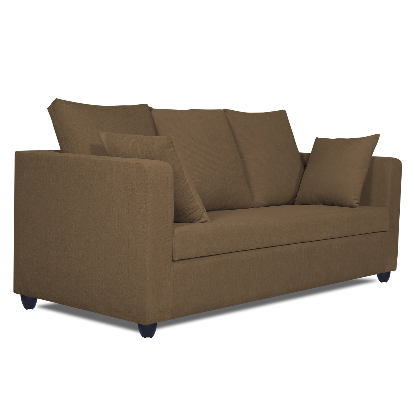 Adorn India Zink Straight Line 3 Seater Sofa (Brown)