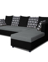 Adorn India Zink Straight line L Shape 6 Seater Sofa Rhombus Cushion(Grey & Black)