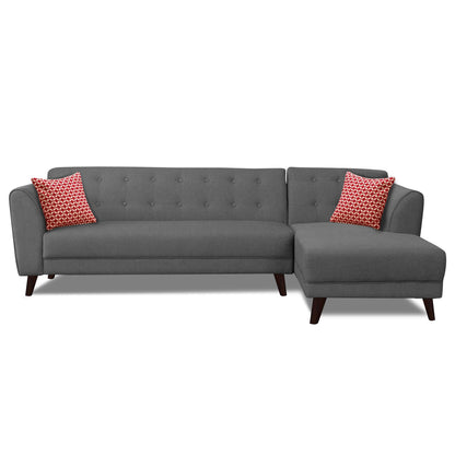 Adorn India Leaf 6 Seater Corner Sofa Right Hand Side (Grey)