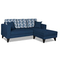 Adorn India Berlin Bricks L Shape 4 Seater Sofa Set (Right Hand Side) (Blue) Martin Plus (3 Year Warranty)