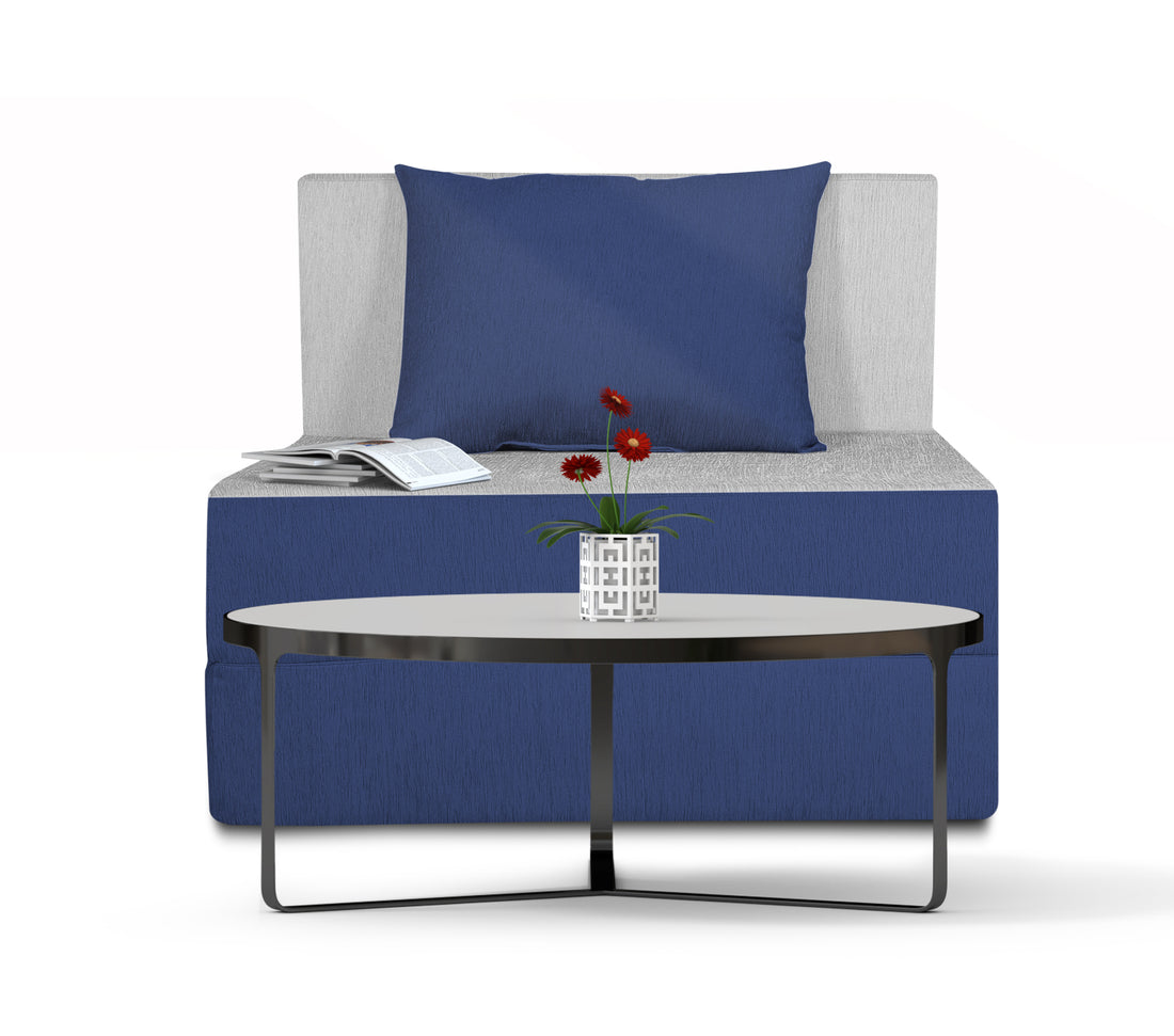 Adorn India Easy 2 Seater Sofa cumbed 3x6 (Blue & Grey) (1 Year Warranty)