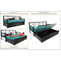 Adorn India Polar Black Metal Three Seater Sofa Cum Bed with Storage (6 x 5) (Aqua Blue)