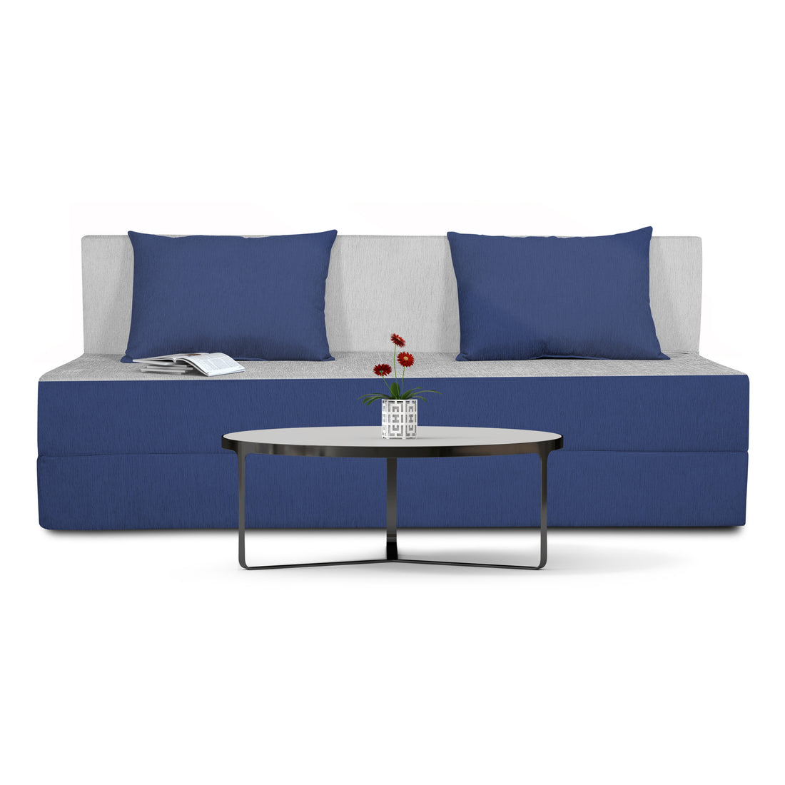 3 Seater Sofa Cum Bed Easy (Blue and Grey) (5x6)