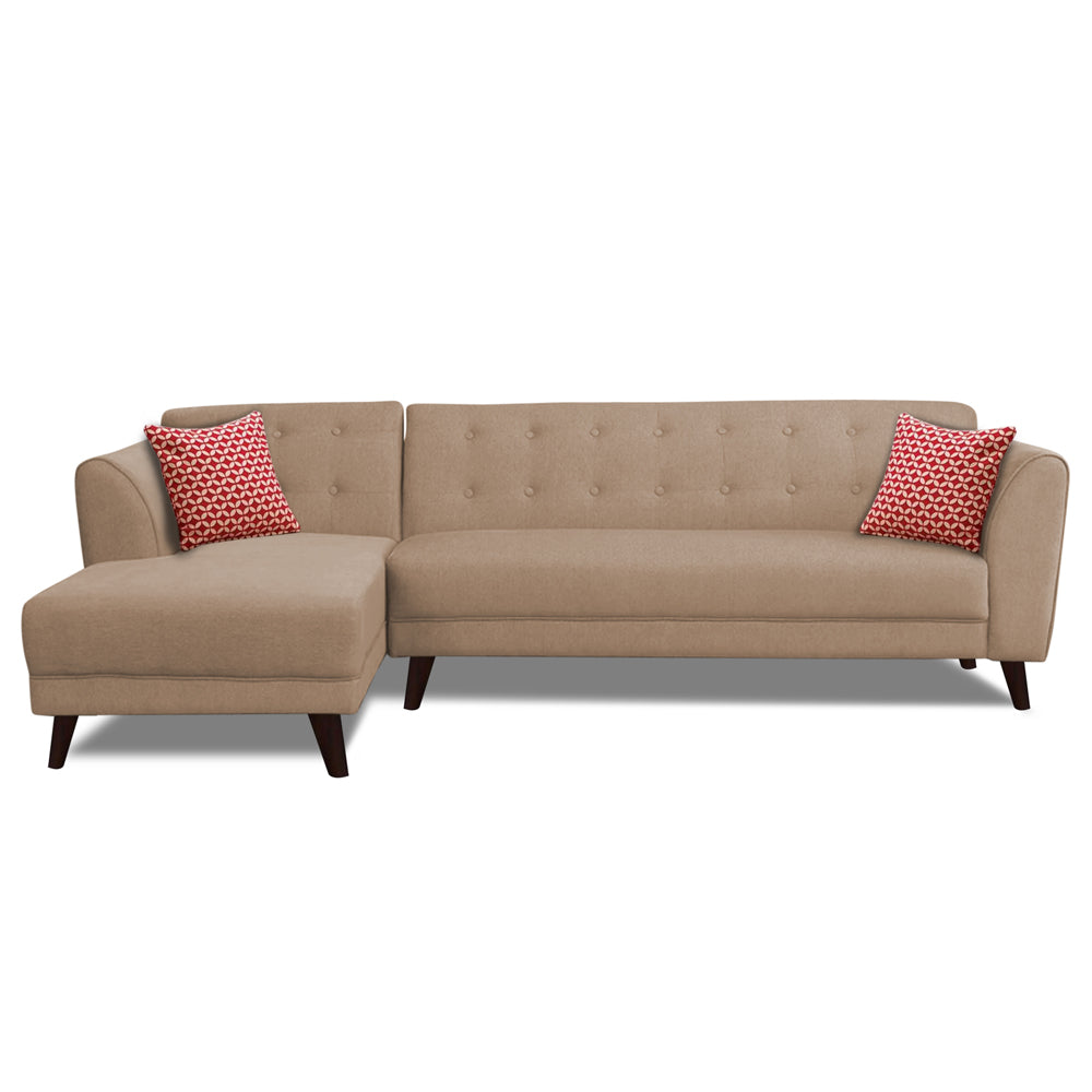 Adorn India Leaf 6 Seater Corner Sofa Left Hand Side (Beige)