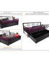 Adorn India Polar Black Metal Three Seater Sofa Cum Bed with Storage (6 x 5) (Purple)
