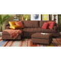 Adorn India Alexander L Shape 7 Seater Sofa Set with Ottoman Puffy LHS (Brown) (3 Year Warranty)