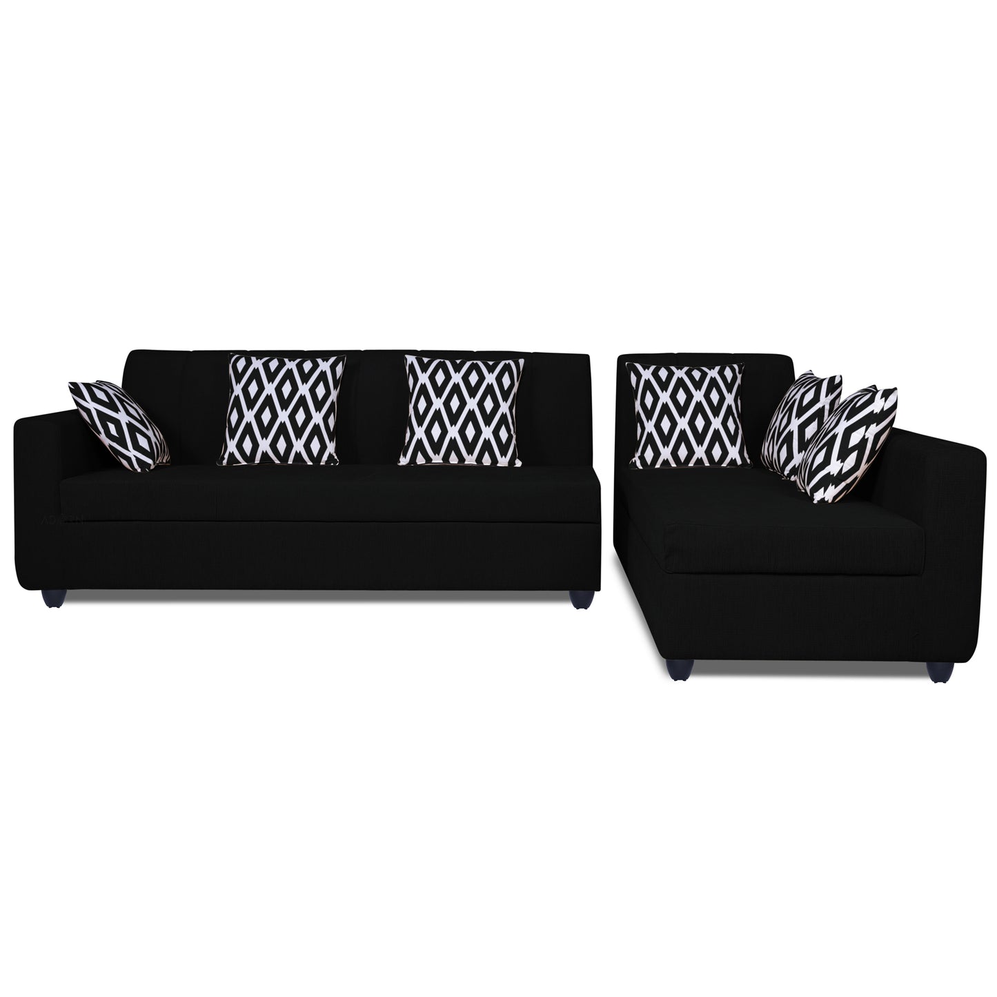 Adorn India Rio Highback L Shape 6 Seater coner Sofa Set (Black)