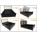 Adorn India Calypso Wrought Iron Bed with Back Cushion Queen Size Box Spring Storage (Without Mattress; Matte; Black)