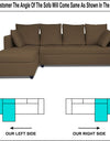 Adorn India Zink Straight line L Shape 6 Seater Sofa Plain Cushion (Left Side Handle)(Camel)