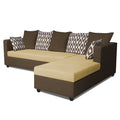 Zink Straight line L Shape 6 Seater Sofa Rhombus Cushion(Brown & Beige)