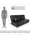 Adorn India Bailey Leatherette 3 Seater Sofa Cum Bed (Black)