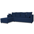 Zink Straight line L Shape 5 Seater Sofa Plain Cushion (Left Side Handle)(Blue)
